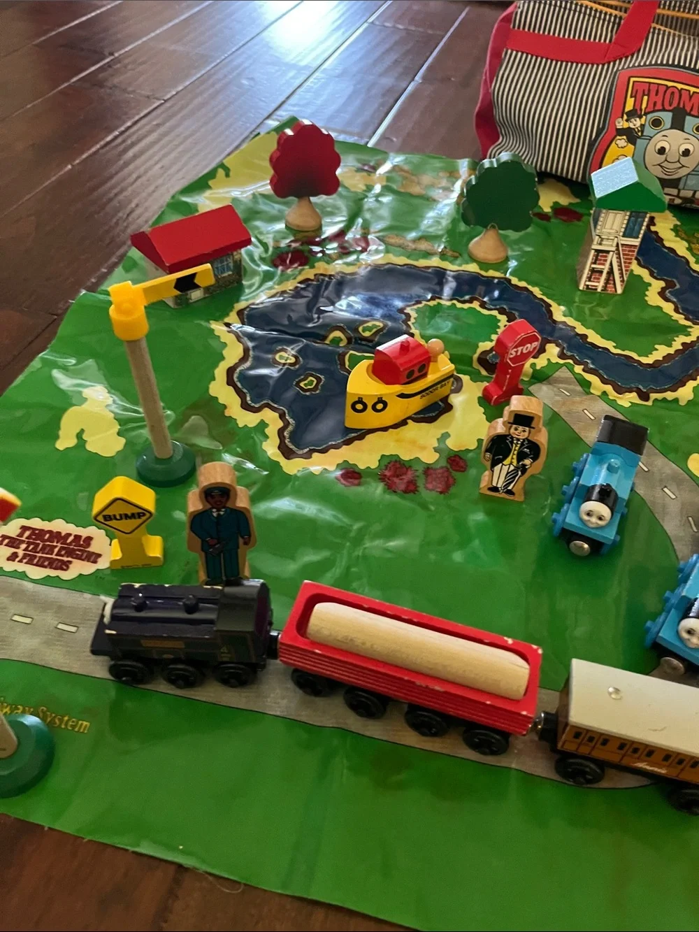 Thomas & Friends Red & Blue Carry Bag with Green Play Mat Train Set